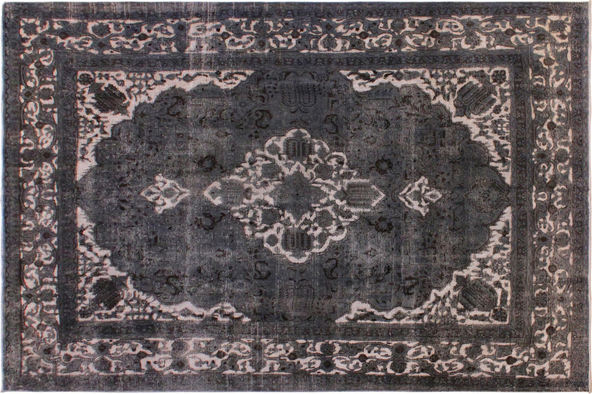 handmade Vintage Vintage Gray Tan Hand Knotted RECTANGLE 100% WOOL area rug 8' x 12'
