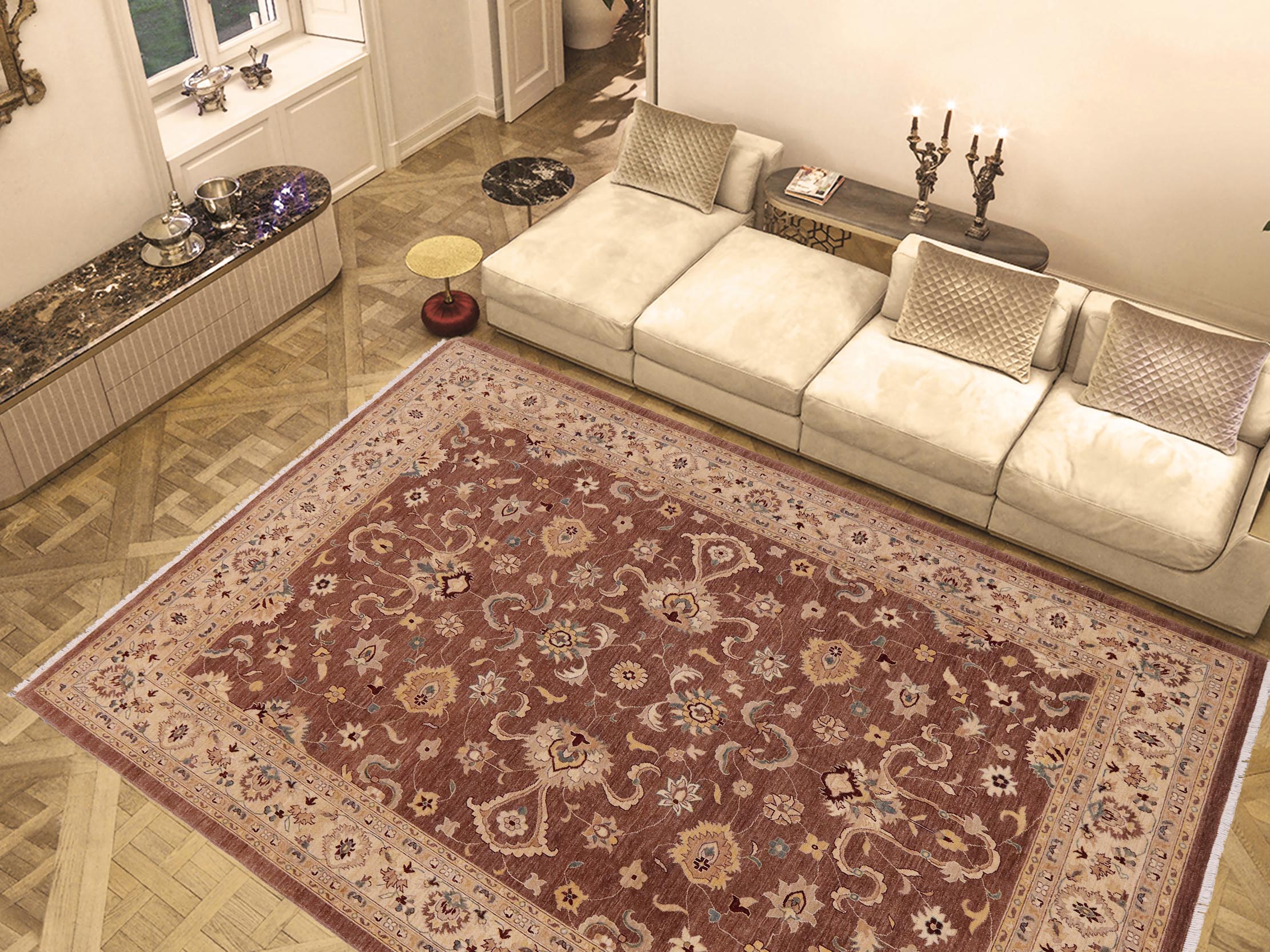 handmade Traditional Kafkaz Brown Beige Hand Knotted RECTANGLE 100% WOOL area rug 9x11