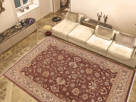 handmade Traditional Kafkaz Brown Beige Hand Knotted RECTANGLE 100% WOOL area rug 9x11