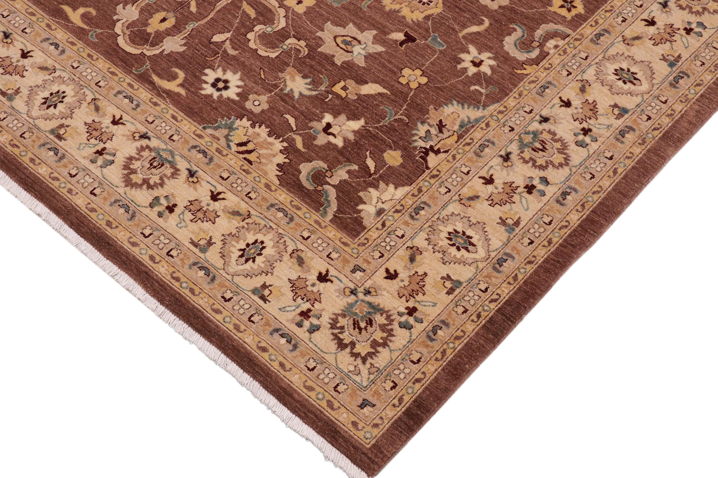 handmade Traditional Kafkaz Brown Beige Hand Knotted RECTANGLE 100% WOOL area rug 9x11