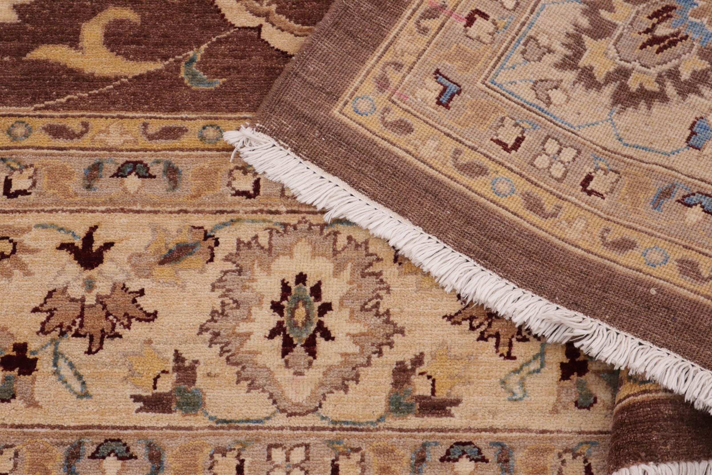 handmade Traditional Kafkaz Brown Beige Hand Knotted RECTANGLE 100% WOOL area rug 9x11