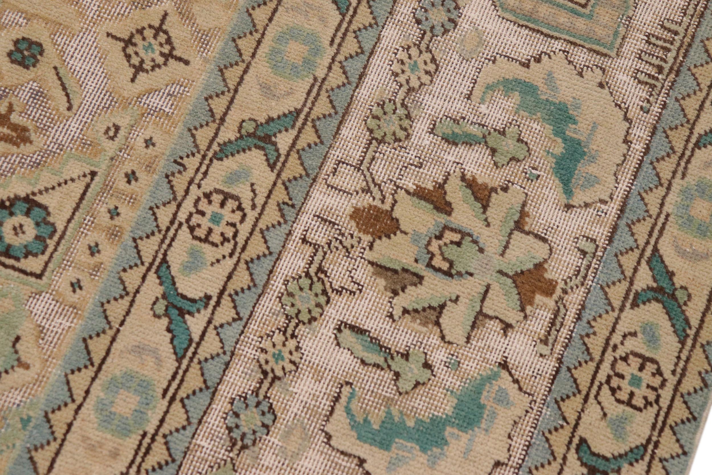 handmade Vintage Vintage White Green Hand Knotted RECTANGLE 100% WOOL area rug 9' x 12'