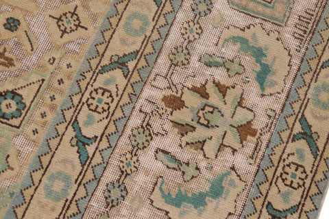 handmade Vintage Vintage White Green Hand Knotted RECTANGLE 100% WOOL area rug 9' x 12'