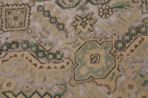 handmade Vintage Vintage White Green Hand Knotted RECTANGLE 100% WOOL area rug 9' x 12'
