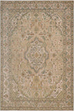 Vintage Distressed Persian Michaele White/Green Wool Rug - 9'4'' x 12'0''