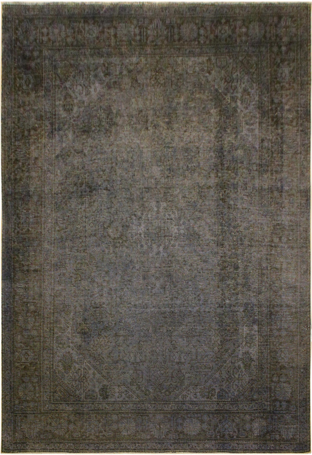 Vintage Distressed Persian Lisandra Blue/Brown Wool Rug - 6'5''X9'6''