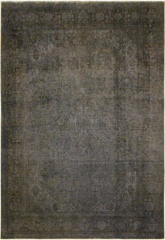 Vintage Distressed Persian Lisandra Blue/Brown Wool Rug - 6'5''X9'6''