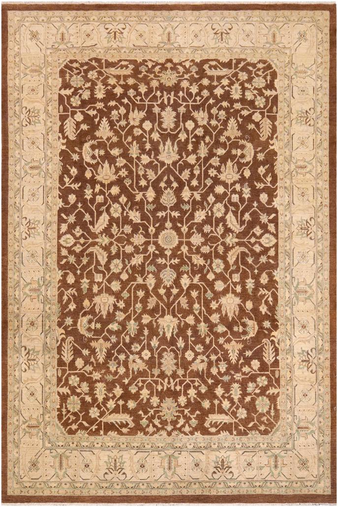 handmade Traditional Kafkaz Brown Beige Hand Knotted RECTANGLE 100% WOOL area rug 9X12