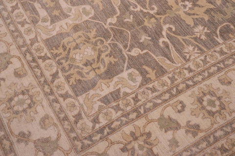 handmade Transitional Kafkaz Greenish Gr Ivory Hand Knotted RECTANGLE 100% WOOL area rug 10' x 14'