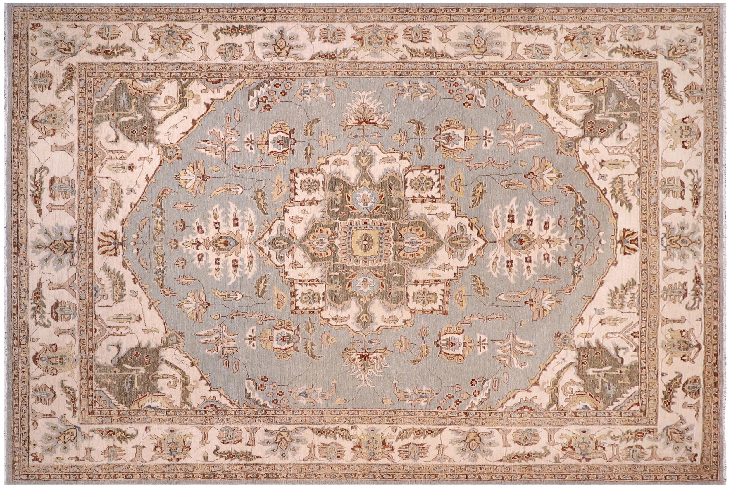 handmade Traditional Kafkaz Lt. Blue  Hand Knotted RECTANGLE 100% WOOL area rug 10' x 14'