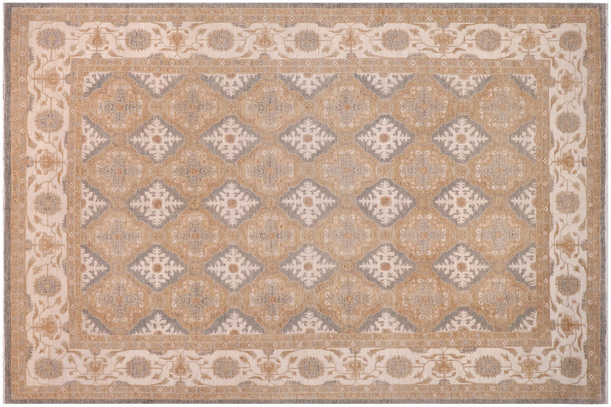 handmade Transitional Kafkaz Gray  Hand Knotted RECTANGLE 100% WOOL area rug 10' x 15'