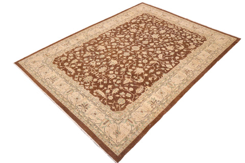 handmade Transitional Kafkaz Brown Beige Hand Knotted RECTANGLE 100% WOOL area rug 9' x 12'