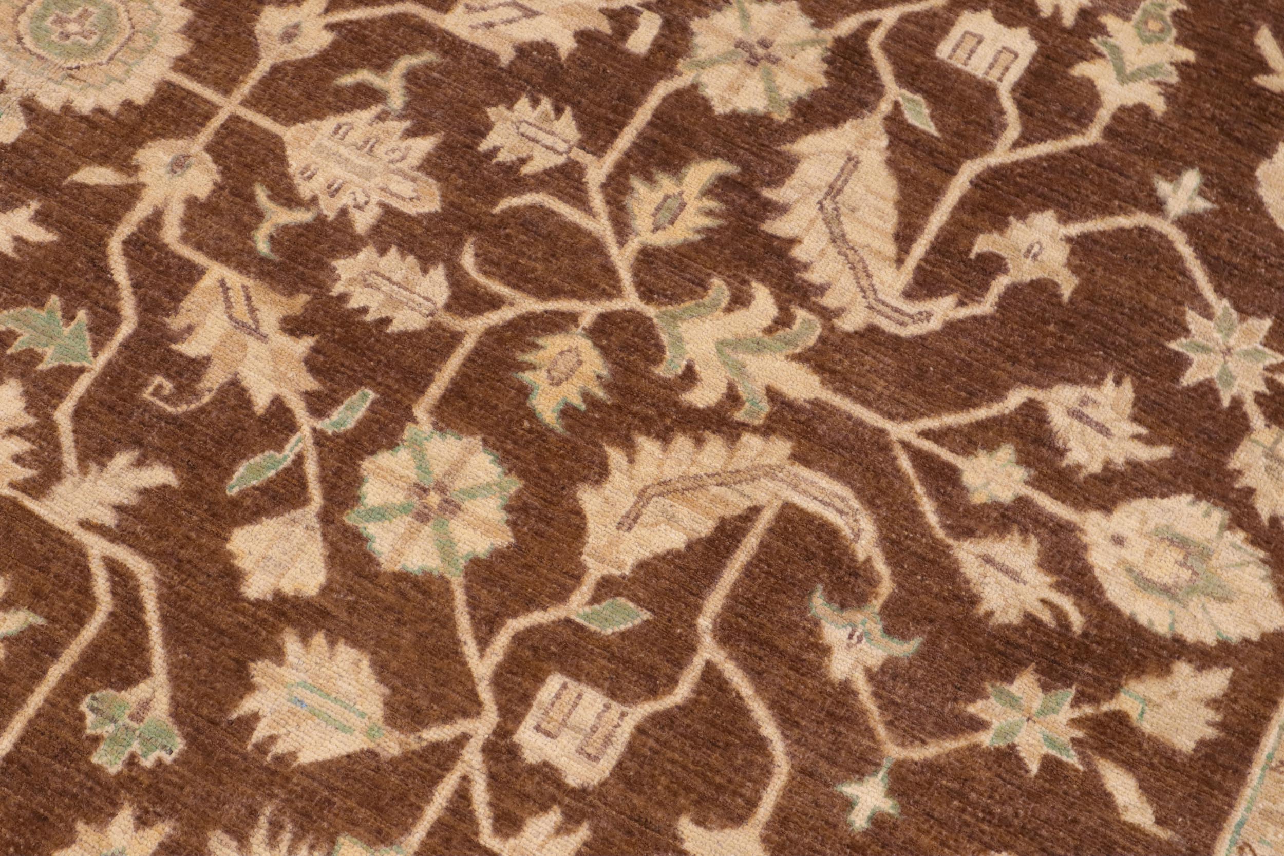 handmade Transitional Kafkaz Brown Beige Hand Knotted RECTANGLE 100% WOOL area rug 9' x 12'