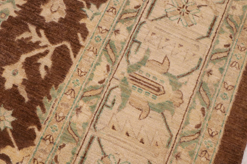 handmade Transitional Kafkaz Brown Beige Hand Knotted RECTANGLE 100% WOOL area rug 9' x 12'