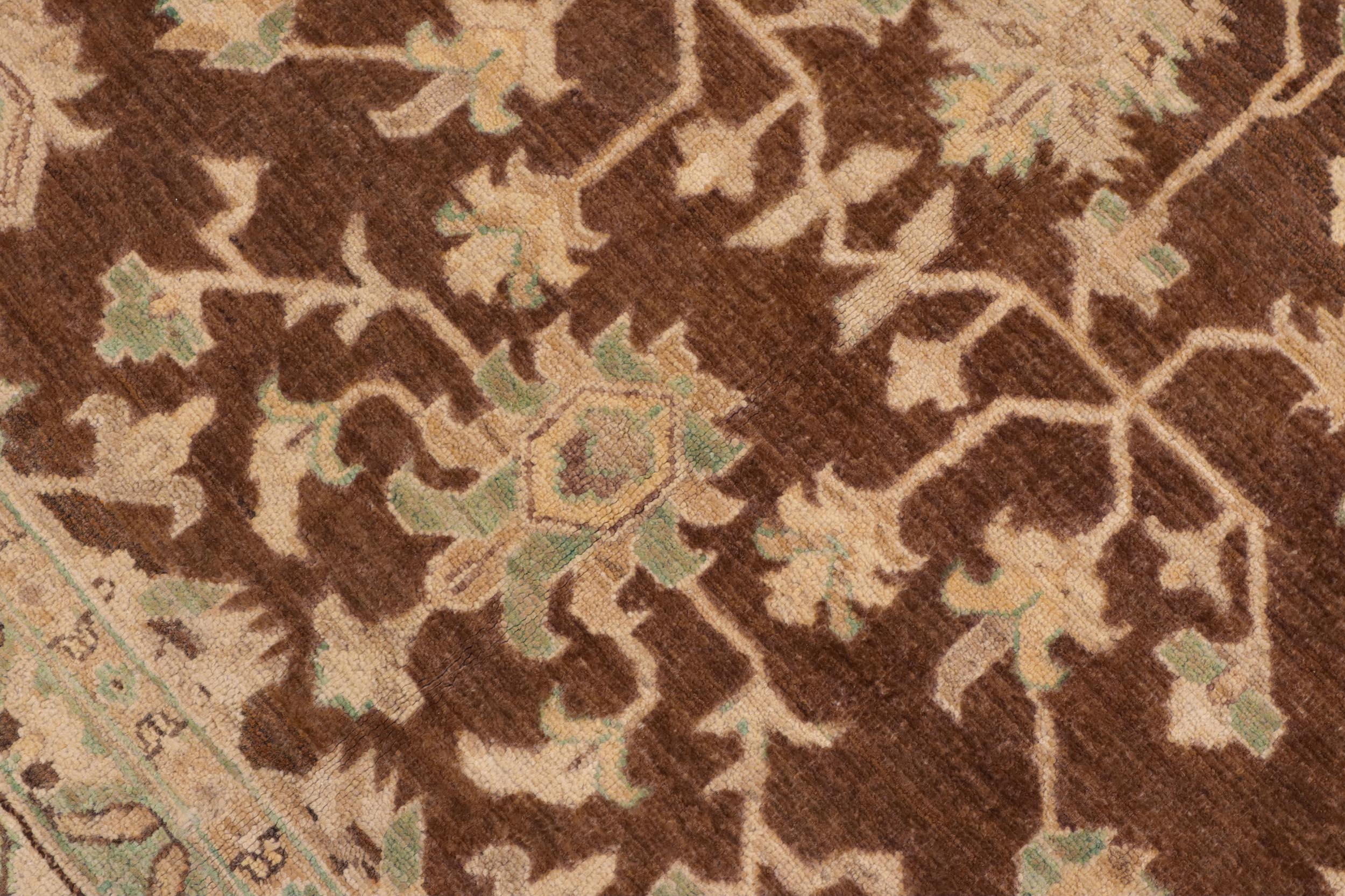 handmade Transitional Kafkaz Brown Beige Hand Knotted RECTANGLE 100% WOOL area rug 9' x 12'