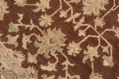 handmade Transitional Kafkaz Brown Beige Hand Knotted RECTANGLE 100% WOOL area rug 9' x 12'