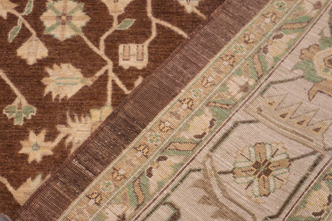 handmade Transitional Kafkaz Brown Beige Hand Knotted RECTANGLE 100% WOOL area rug 9' x 12'