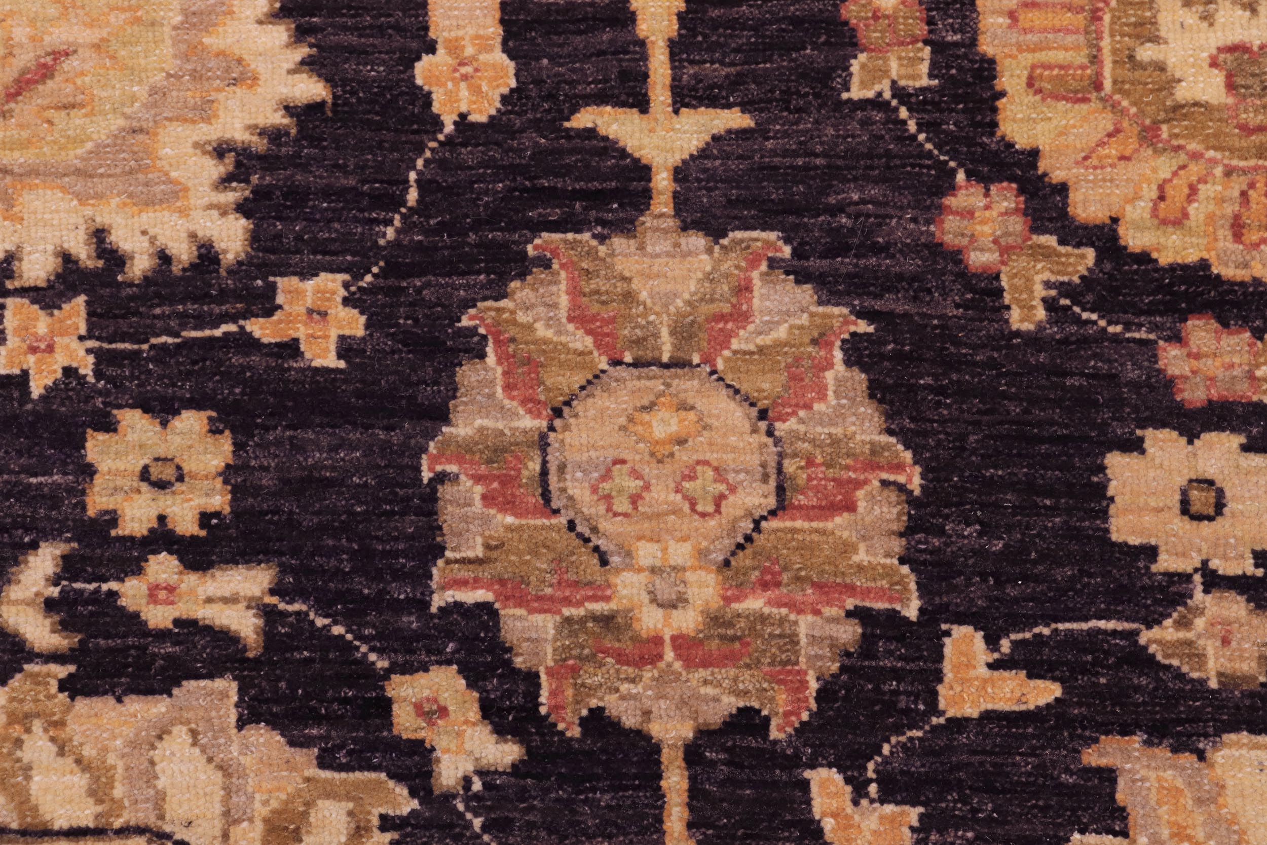 handmade Transitional Kafkaz Aubergine Beige Hand Knotted RECTANGLE 100% WOOL area rug 9' x 12'