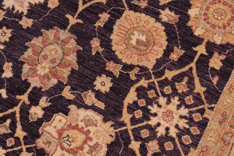 handmade Transitional Kafkaz Aubergine Beige Hand Knotted RECTANGLE 100% WOOL area rug 9' x 12'