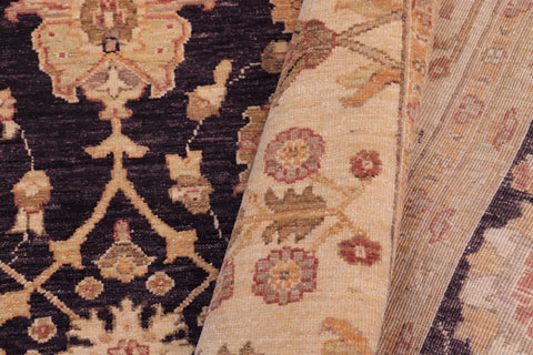 handmade Transitional Kafkaz Aubergine Beige Hand Knotted RECTANGLE 100% WOOL area rug 9' x 12'