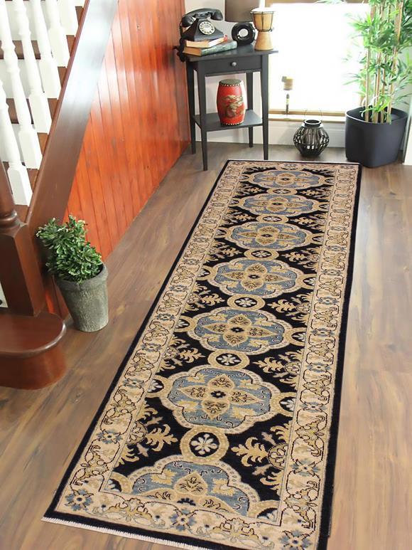 handmade Transitional Kafkaz Blue Ivory Hand Knotted RUNNER 100% WOOL area rug 3X10