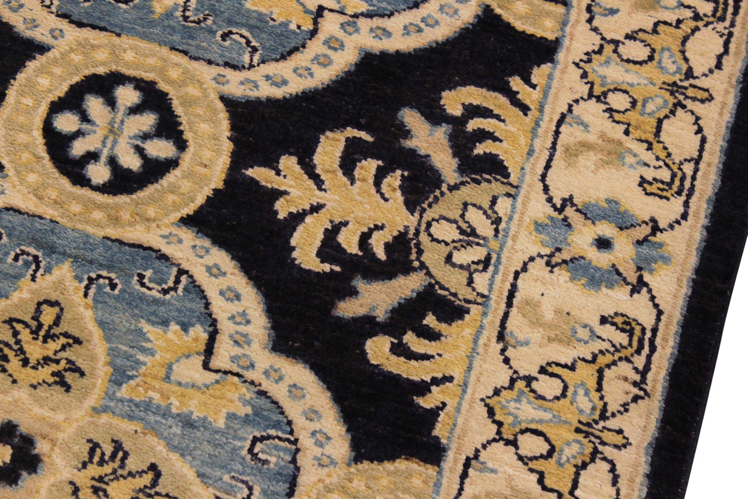 handmade Transitional Kafkaz Blue Ivory Hand Knotted RUNNER 100% WOOL area rug 3' x 10'