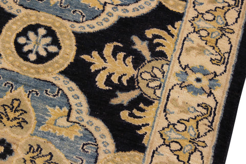 handmade Transitional Kafkaz Blue Ivory Hand Knotted RUNNER 100% WOOL area rug 3' x 10'