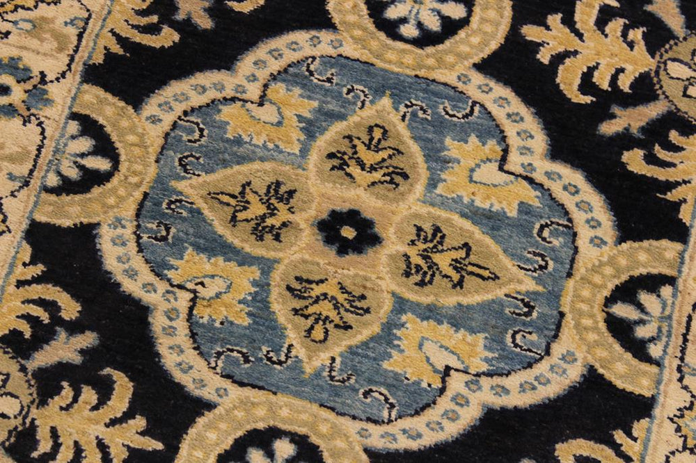 handmade Transitional Kafkaz Blue Ivory Hand Knotted RUNNER 100% WOOL area rug 3X10