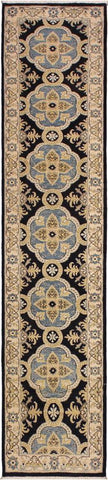 handmade Transitional Kafkaz Blue Ivory Hand Knotted RUNNER 100% WOOL area rug 3X10