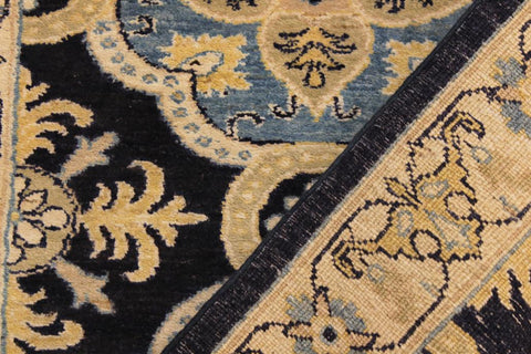 handmade Transitional Kafkaz Blue Ivory Hand Knotted RUNNER 100% WOOL area rug 3X10