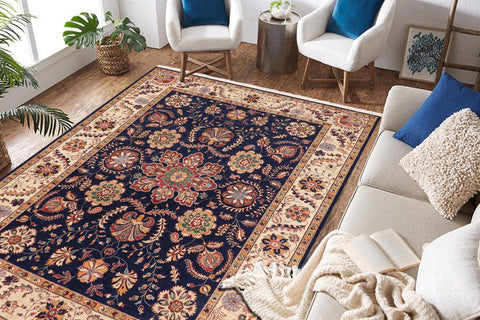 handmade Traditional Kafkaz Blue Beige Hand Knotted RECTANGLE 100% WOOL area rug 7' x 10'