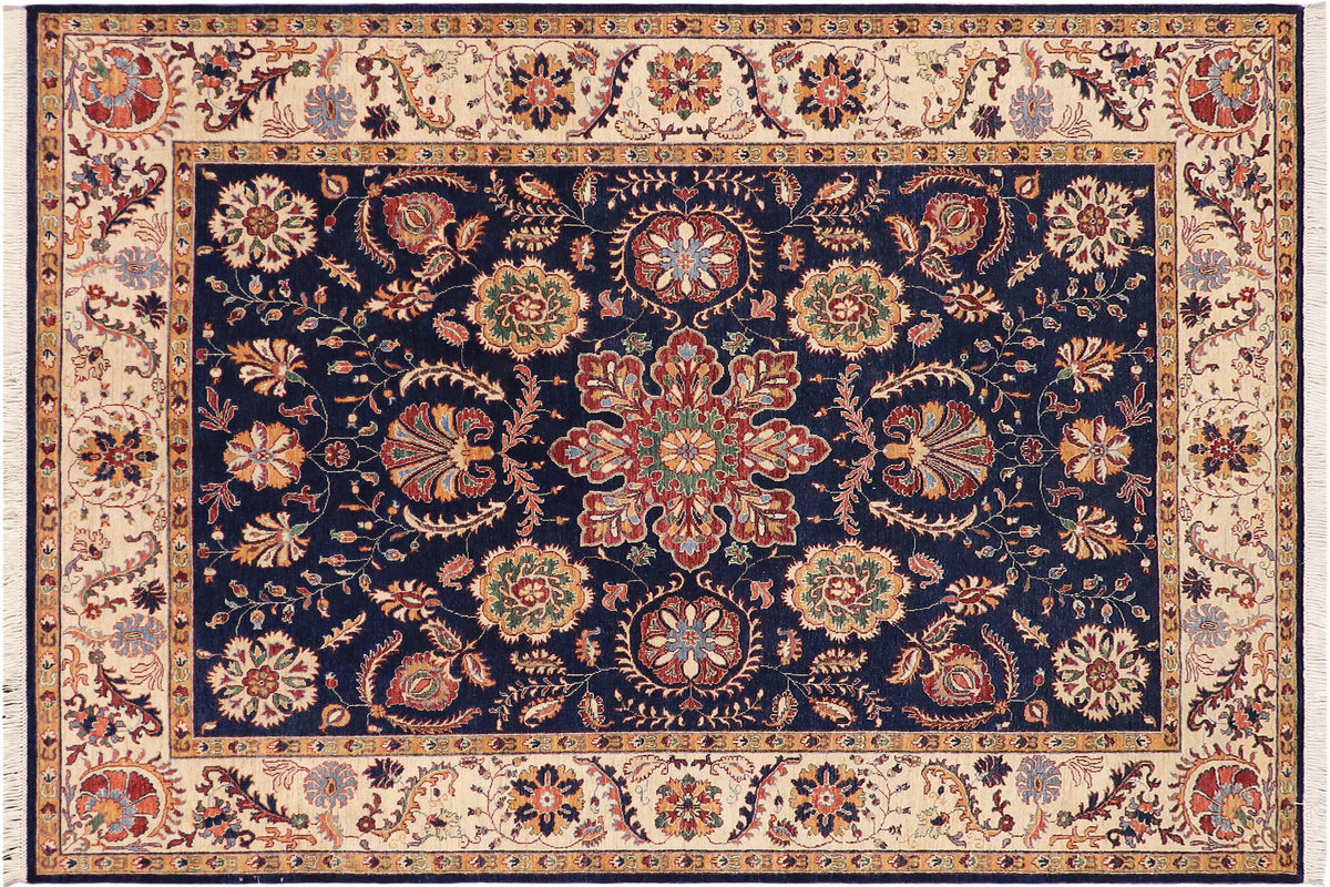 handmade Traditional Kafkaz Blue Beige Hand Knotted RECTANGLE 100% WOOL area rug 7' x 10'
