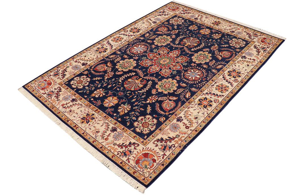 handmade Traditional Kafkaz Blue Beige Hand Knotted RECTANGLE 100% WOOL area rug 7 x 10