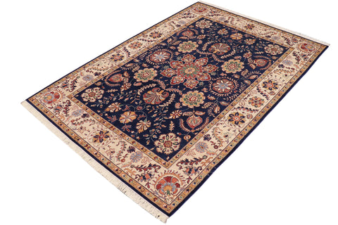handmade Traditional Kafkaz Blue Beige Hand Knotted RECTANGLE 100% WOOL area rug 7' x 10'
