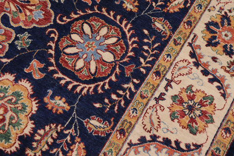 handmade Traditional Kafkaz Blue Beige Hand Knotted RECTANGLE 100% WOOL area rug 7' x 10'