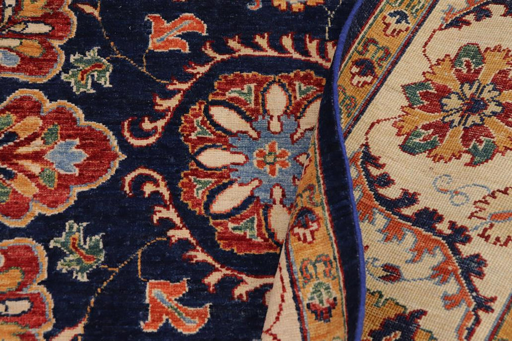 handmade Traditional Kafkaz Blue Beige Hand Knotted RECTANGLE 100% WOOL area rug 7 x 10