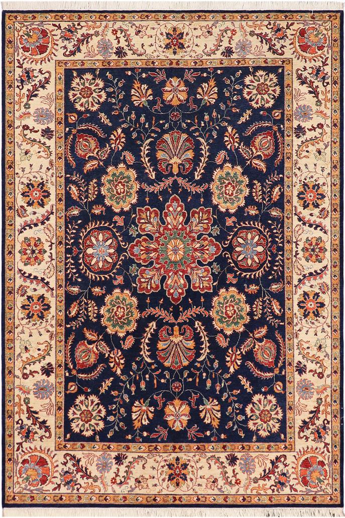 handmade Traditional Kafkaz Blue Beige Hand Knotted RECTANGLE 100% WOOL area rug 7 x 10