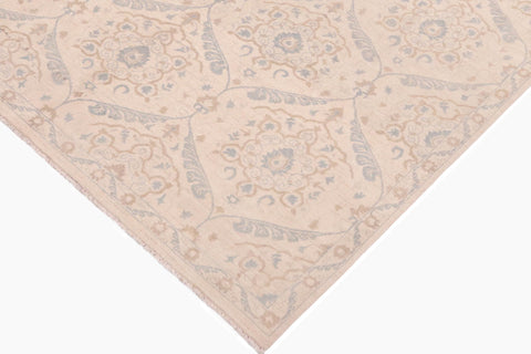 handmade Modern Kafkaz Ivory Blue Hand Knotted RECTANGLE 100% WOOL area rug 9' x 12'