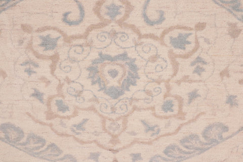 handmade Modern Kafkaz Ivory Blue Hand Knotted RECTANGLE 100% WOOL area rug 9' x 12'