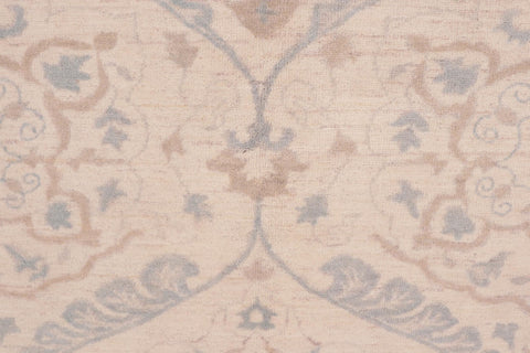 handmade Modern Kafkaz Ivory Blue Hand Knotted RECTANGLE 100% WOOL area rug 9' x 12'