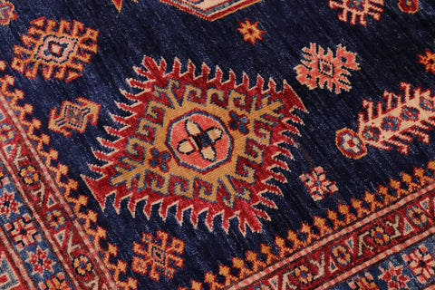 handmade Geometric Super Kazak Blue Red Hand Knotted RECTANGLE 100% WOOL area rug 8' x 10'