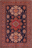 Tribal Super Kazak Brett Blue/Red Wool Rug - 8'3'' x 9'9''