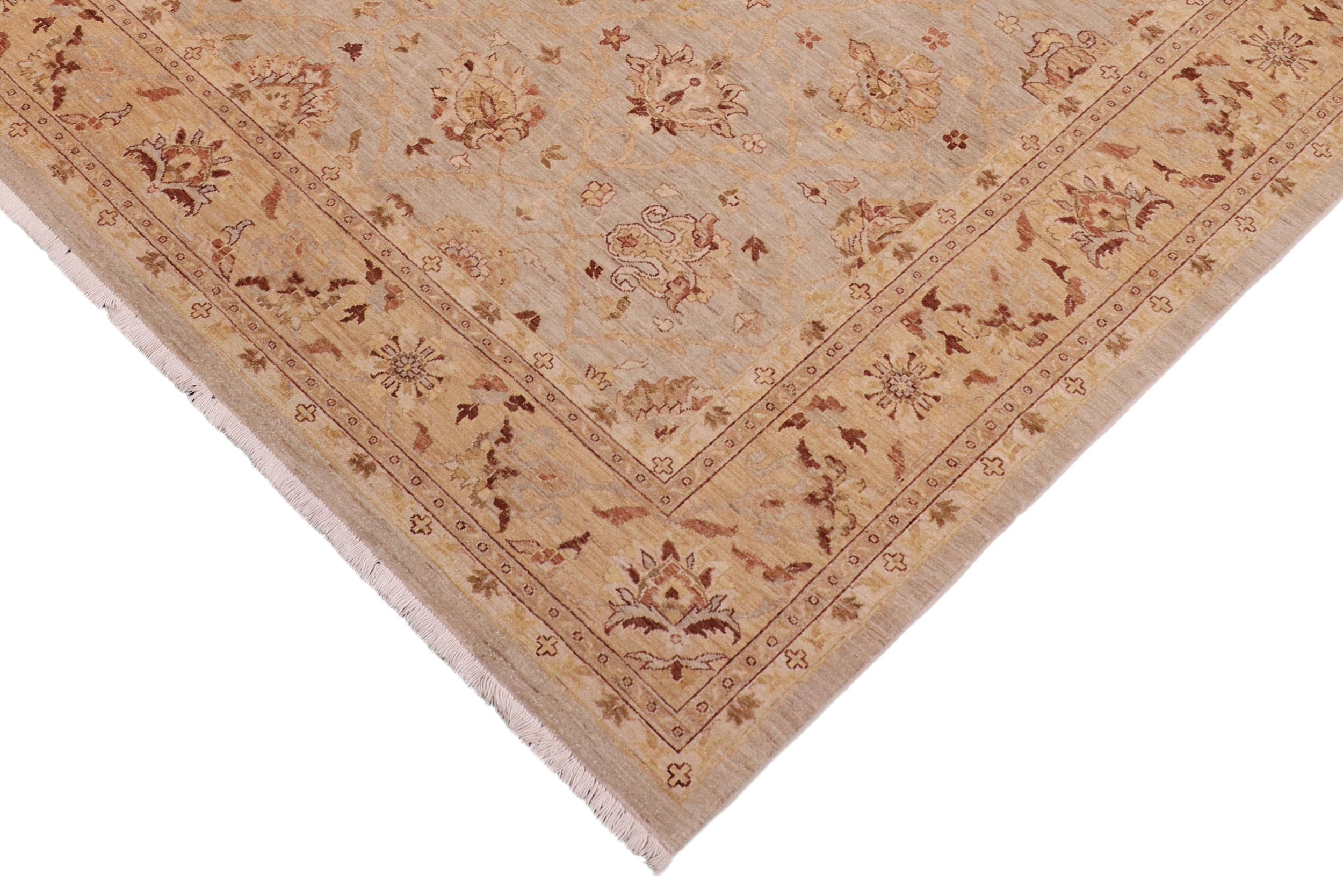 handmade Traditional Kafkaz Bluish Gray Tan Hand Knotted RECTANGLE 100% WOOL area rug 9x11