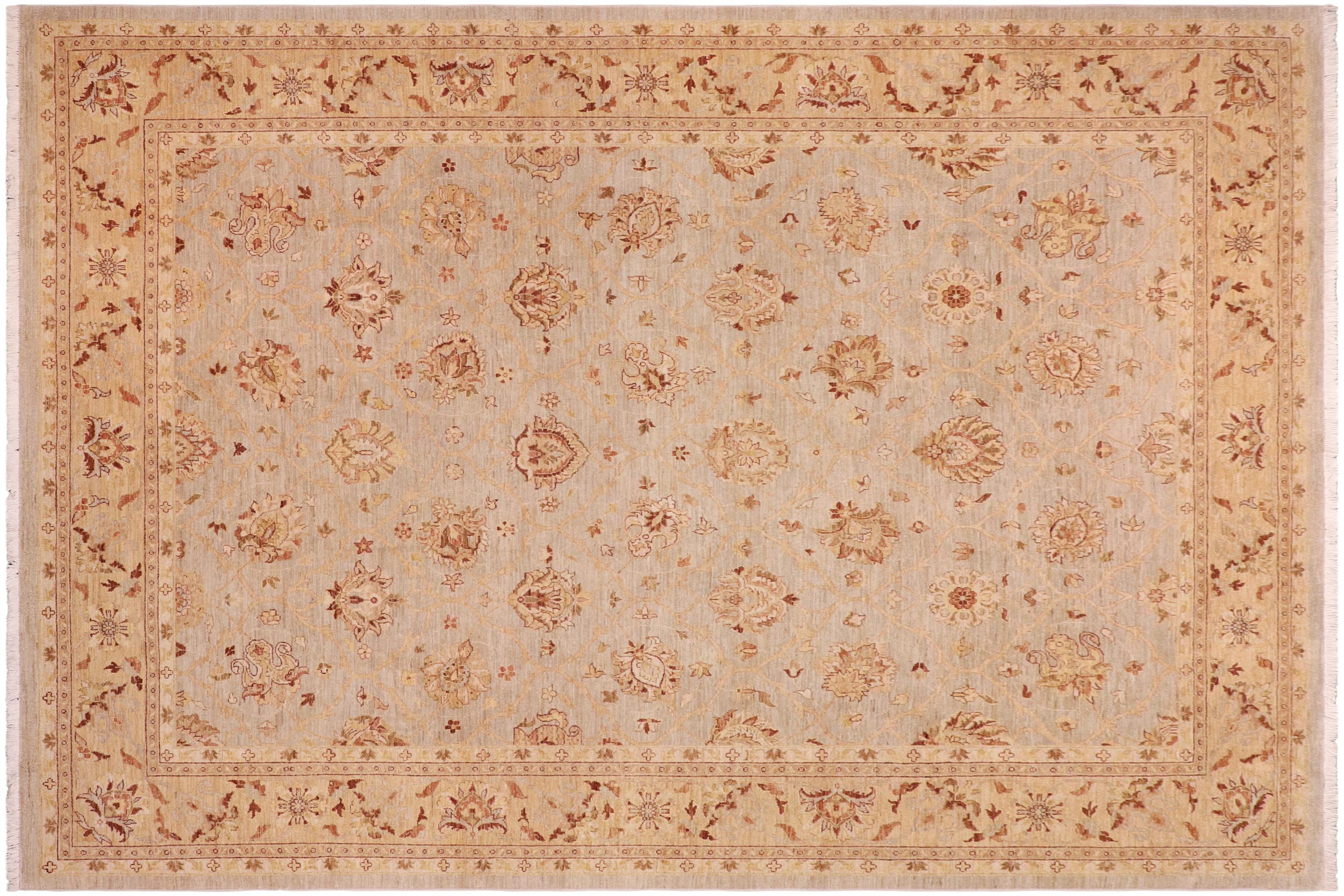 handmade Traditional Kafkaz Bluish Gray Tan Hand Knotted RECTANGLE 100% WOOL area rug 9x11