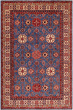 Rustic Super Kazak Nathanie Lt. Blue/Tan Wool Rug - 8'1'' x 10'0''