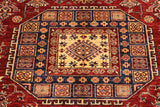 handmade Geometric Super Kazak Red Tan Hand Knotted RECTANGLE 100% WOOL area rug 7 x 10