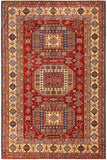 Southwestern Super Kazak Chester Red/Tan Wool Rug - 6'8'' x 9'11''