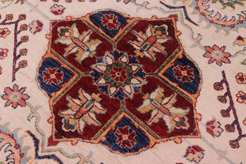 handmade Traditional Kafkaz Blue Beige Hand Knotted RECTANGLE 100% WOOL area rug 8' x 12'