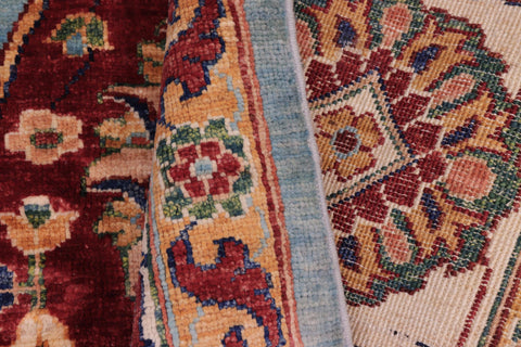 handmade Traditional Kafkaz Blue Beige Hand Knotted RECTANGLE 100% WOOL area rug 8' x 12'