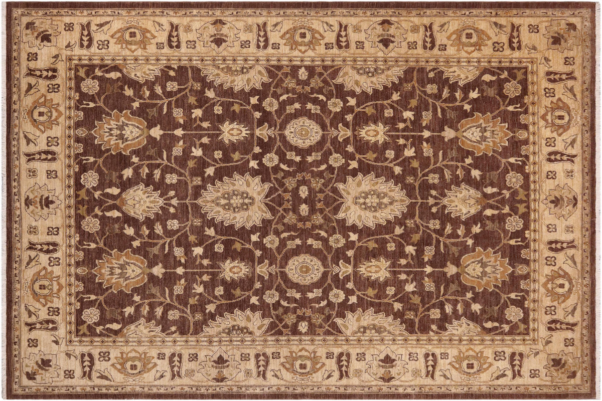 handmade Transitional Kafkaz Brown Beige Hand Knotted RECTANGLE 100% WOOL area rug 9' x 12'